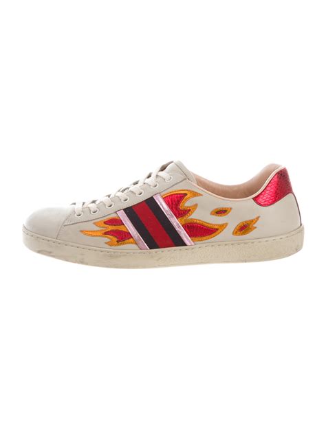 gucci flame sneakers white|Gucci all white sneakers.